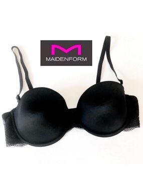 Maidenform Custom Lift Lace Back Multi-Way Black Bra Size 38D